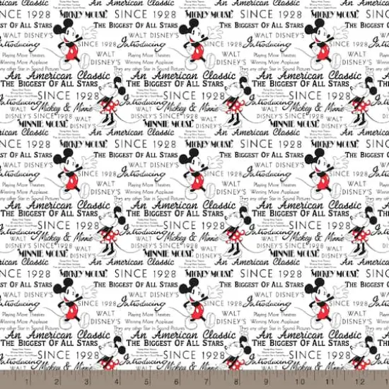 Disney® Mickey And Minnie Fashionable Mickey With Words Cotton Fabric {3}