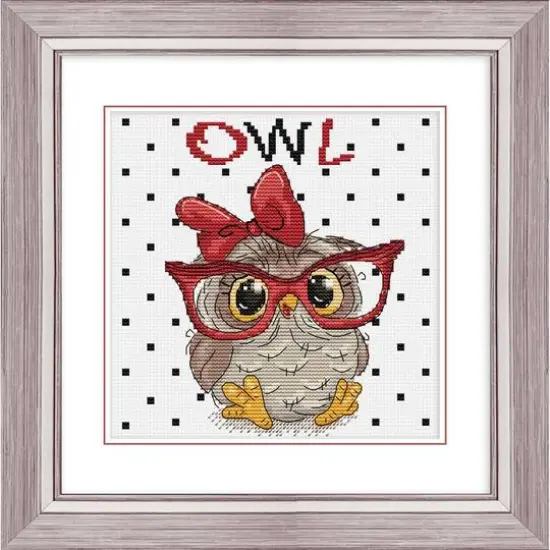 Luca-S The Owl with Glasses Counted Cross Stitch Kit {1}