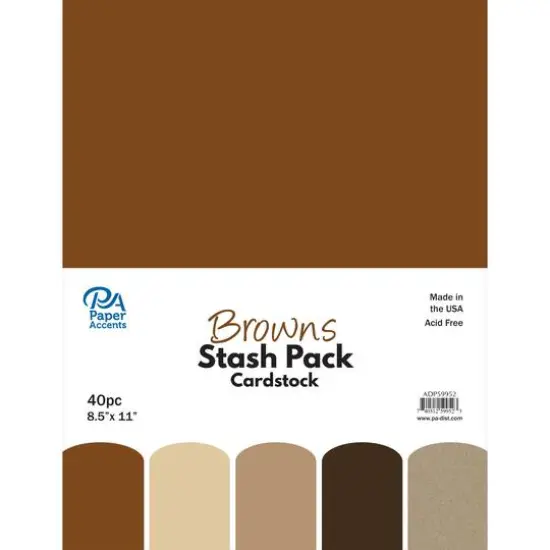 PA Paper&trade; Accents Browns Stash Pack 8.5" x 11" Cardstock, 40 sheets {1}