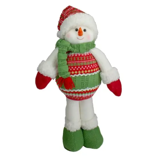 17.5" Red & Green Jolly Plush Snowman Christmas Figure {1}