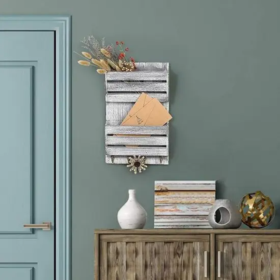 NEX&trade; Weathered Green Mail Sorting Rack and Key Chain Storage with 4 Key Hooks {6}