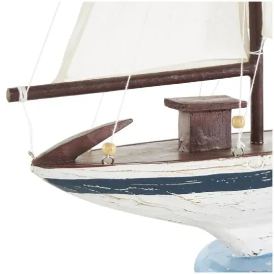 21" White Distressed Sail Boat Sculpture {6}