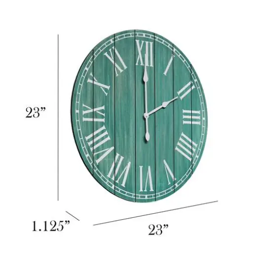 Elegant Designs 23" Wood Plank Coastal Wall Clock Dark Aqua Wash {3}