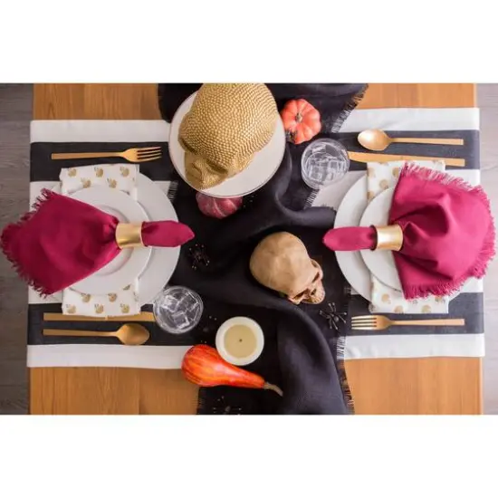 Black/White Dobby Stripe Table Runner 18" x 108" {5}