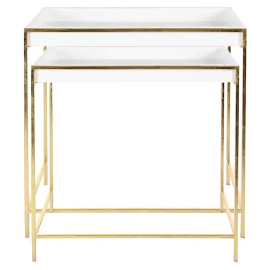 Set of 2 Gold Metal Contemporary Console Table, 22", 20" {6}
