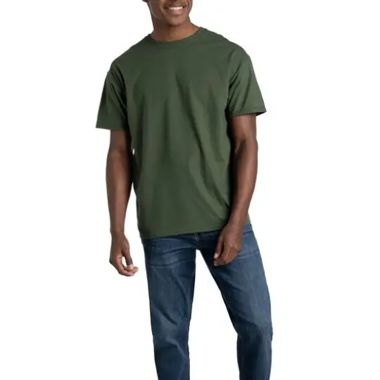 Fruit of the Loom EverSoft Mens Short Sleeve Crew T-Shirt 2 Pack Military Green {4}
