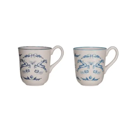 Hello Honey&reg; 12oz. Blue & Cream Holiday Icons Stoneware Mugs, 2ct. {1}