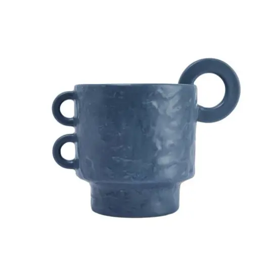 Hello Honey&reg; 9.5" Blue Modern Stoneware Planter with Handles {6}