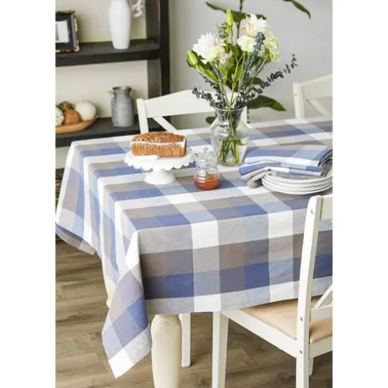 DII&reg; 84" Tri Color Check Tablecloth French Blue {4}