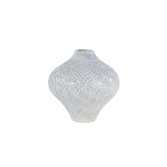 White Porcelain Coastal Style Vase, 9" x 10" {1}