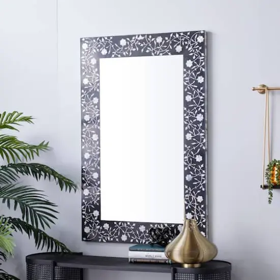 Black Wood Wall Mirror, 47" x 30" {9}