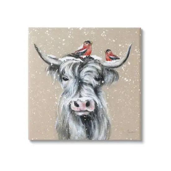 Stupell Industries Snowy Cattle & Birds Farmhouse Canvas Wall Art {1}