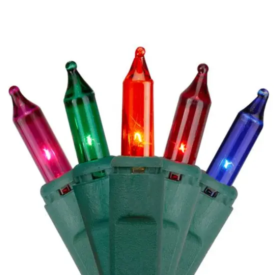 300ct. Multicolor Mini Christmas String Light Garland with Green Wire {4}