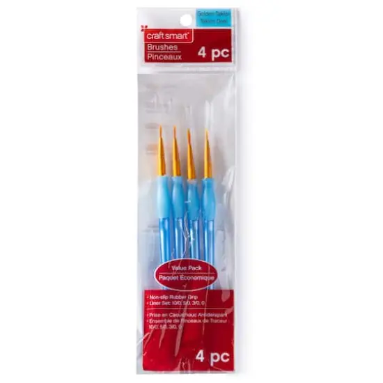 Golden Taklon Detail Brush Set By Craft Smart&reg;, 4 Pack {1}