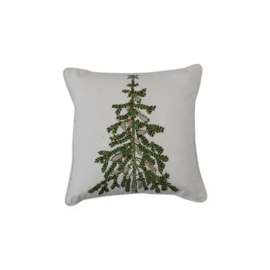 Hello Honey&reg; Christmas Tree Printed Cotton Pillow with Embroidery & Piping {1}
