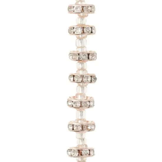 Rose Gold Rhinestone Studded Rondel Beads, 10mm by Bead Landing&trade; {1}