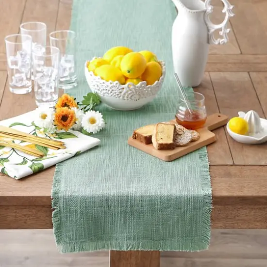 DII&reg; 72" Basket Fringe Table Runner Jadeite {6}