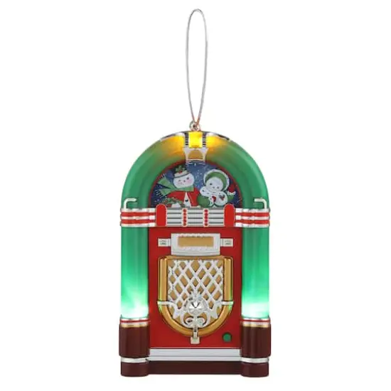 Miniature Green Vintage Jukebox Ornament {1}