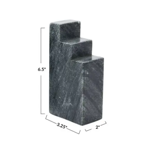 Hello Honey&reg; 6.5" Geometric Marble Bookend Set Black {6}