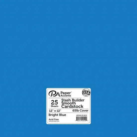 PA Paper&trade; Accents Stash Builder 12" x 12" 65lb. Smooth Cardstock, 25 Sheets Bright Blue {1}