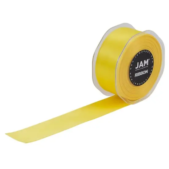 JAM Paper 1.5" x 25yd. Double Faced Satin Ribbon Yellow {4}