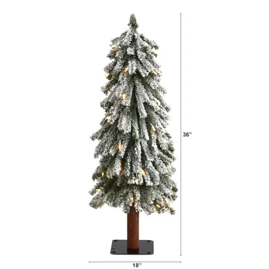 3ft. Pre-Lit Flocked Grand Alpine Artificial Christmas Tree, Clear LED Lights {3}