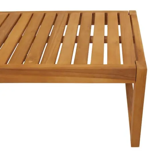 47" Brown Teak Wood Slatted Outdoor Accent Table {5}