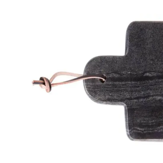 Hello Honey® 15" Rectangular Black Marble Cutting Board with Leather Strap {8}