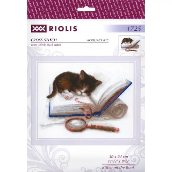 RIOLIS Kitten On The Book Cross Stitch Kit {1}