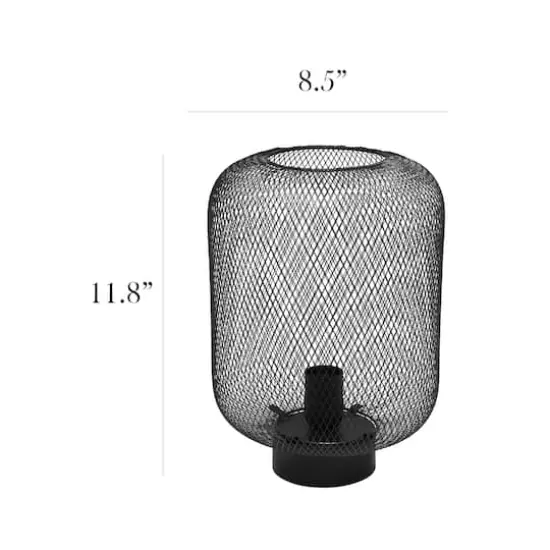 Simple Designs 12" Metal Mesh Industrial Table Lamp Black {4}