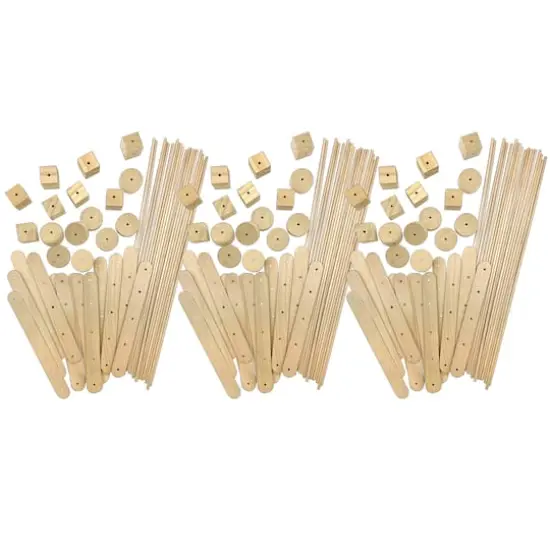 Teacher Created Resources STEM Basics: Wood Construction Kit, 3 Packs of 66 {1}
