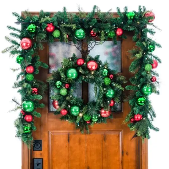 Village Lighting 24" Pre-Lit Christmas Cheer Wreath, Clear LED Lights {5}