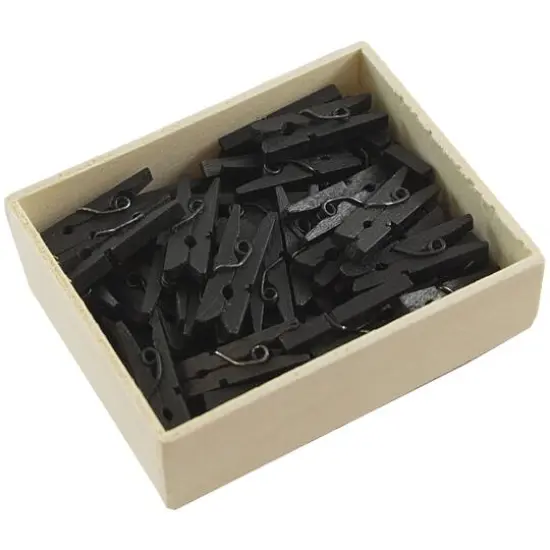 JAM Paper 7/8" Wood Clothespins, 100ct. Black {4}