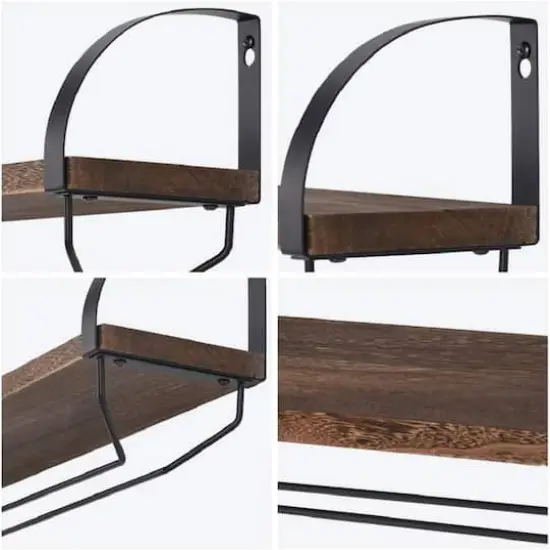 Wall Mounted Wood Wine Rack Brown {5}