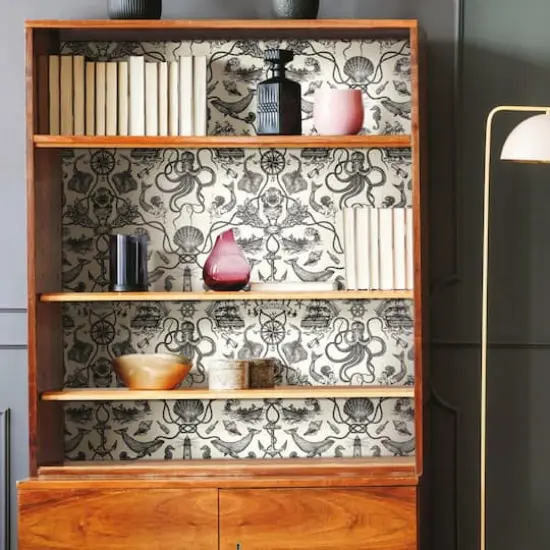 RoomMates Deep Sea Toile Peel & Stick Wallpaper Black and White {5}