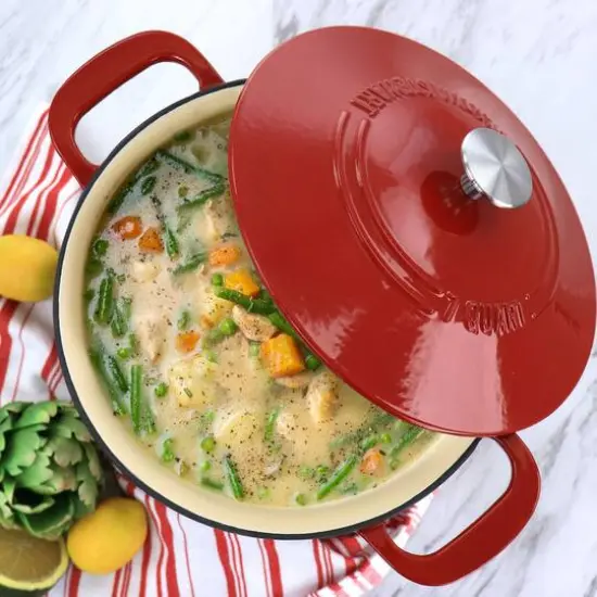 Martha Stewart 7qt. Enameled Cast Iron Dutch Oven with Lid Red {7}