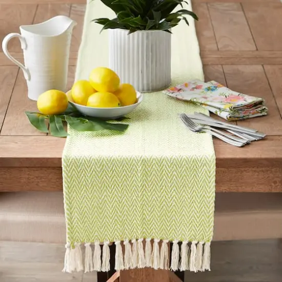 DII&reg; 72" Chevron Handloom Table Runner Avocado {5}