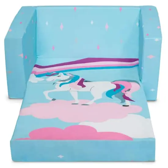 Delta Children Blue Unicorn Cozee Flip Out 2-in-1 Convertible Chair to Lounger {5}
