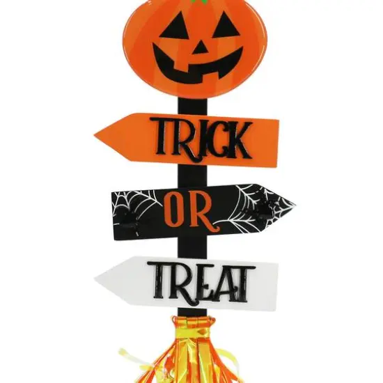 13" Jack-o'-Lantern Trick-or-Treat Tabletop Road Sign by Ashland&reg; {3}