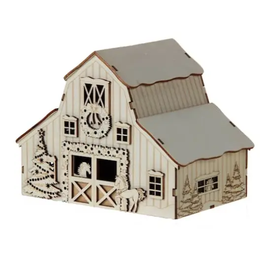 5.25" DIY Villages Barn LED Wood D&eacute;cor by Make Market&reg; {4}