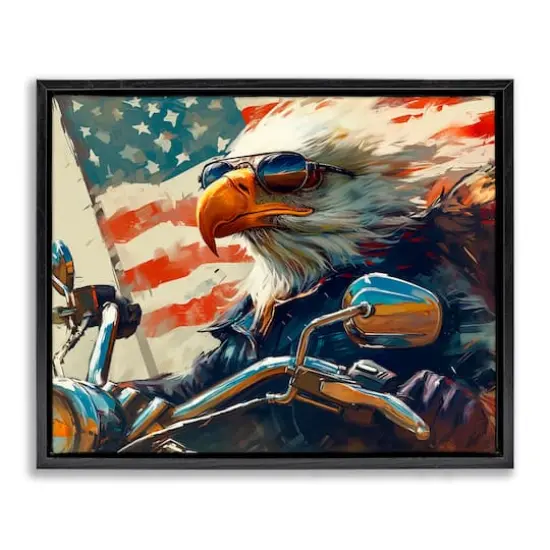 Stupell Industries Patriotic Bald Eagle Floater Framed Art Black {1}