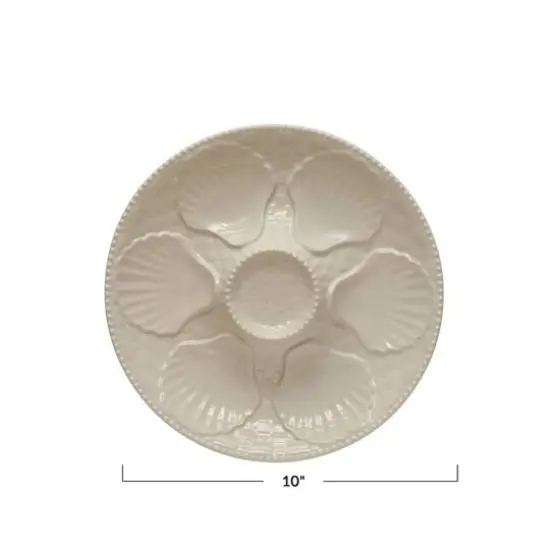 Hello Honey&reg; 10" Matte White Round Stoneware Oyster Plate {5}