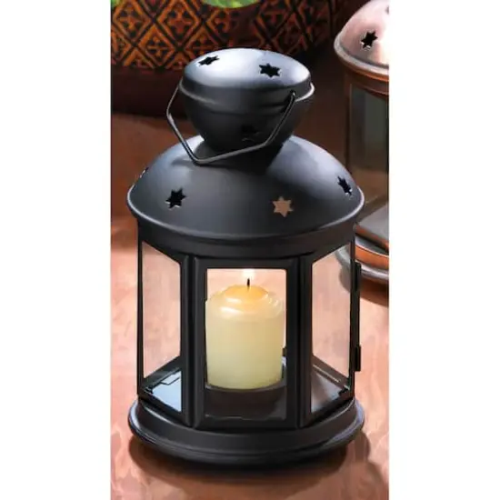 9.5" Black Colonial Candle Lantern {3}