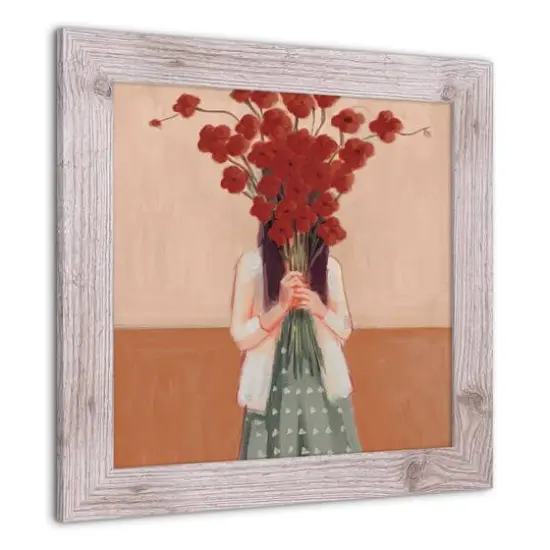 Framed Western Red Floral Woman Print White {4}