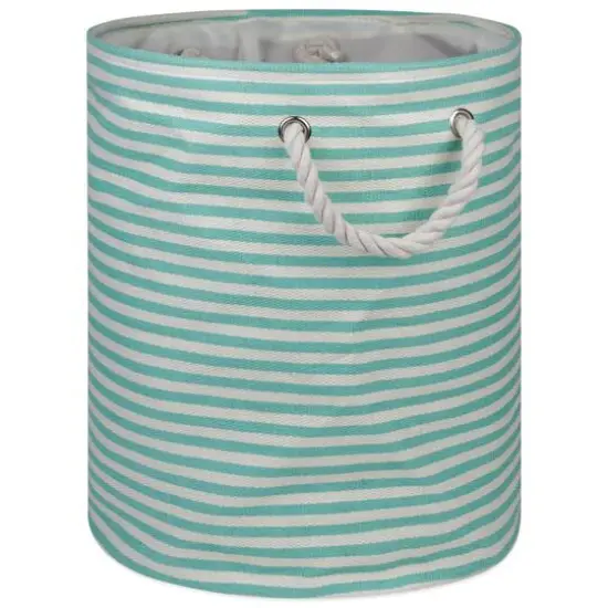 DII&reg; 20" Pinstripe Woven Paper Storage Bin Aqua {1}