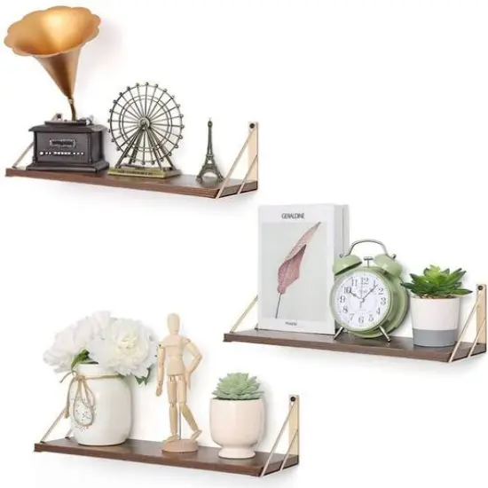 Rustic Wood Wall Shelves Set {6}