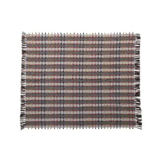Hello Honey&reg; 60" Multicolor Plaid Woven Cotton Blend Throw Blanket with Knots & Fringe {1}