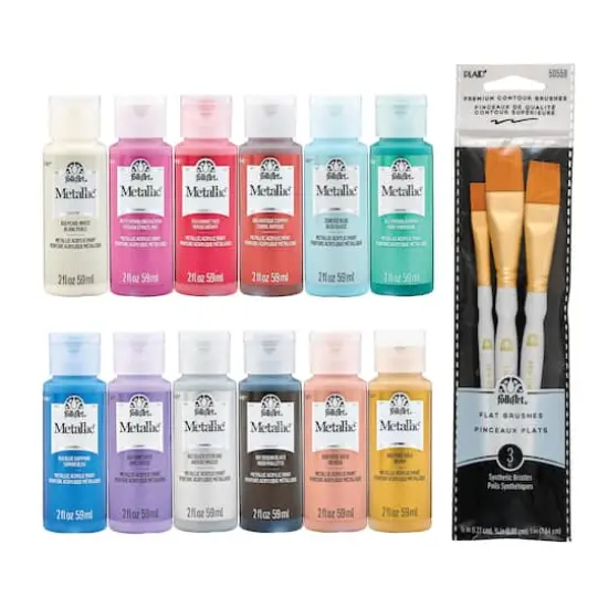 FolkArt&reg; Metallic&trade; Jewel Tone Paint & Brush Kit {1}