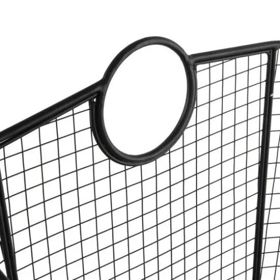 30.25" Black Metal Open Frame Wire Grid Storage Basket with Curved Sides & Ring Handles {6}