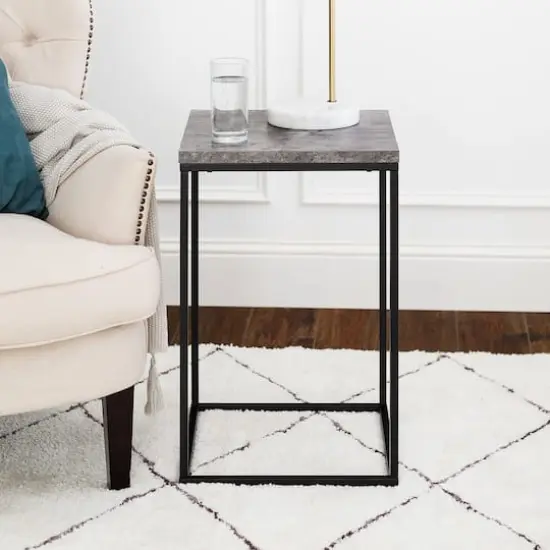 Walker Edison Modern Square Side Table Dark Concrete {6}